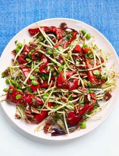 Red pepper and broad bean salad
