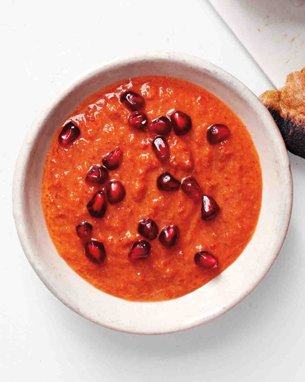 Red pepper and walnut dip with pomegranate