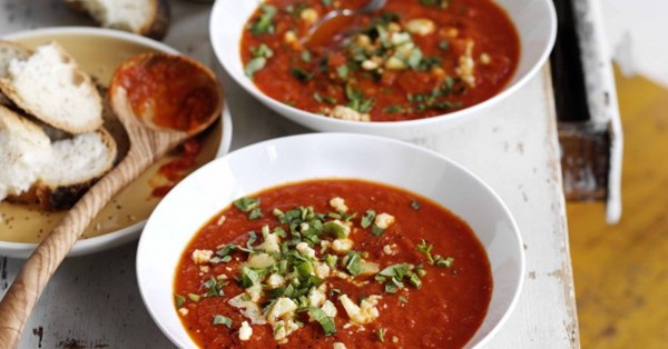 Red pepper and Wensleydale soup