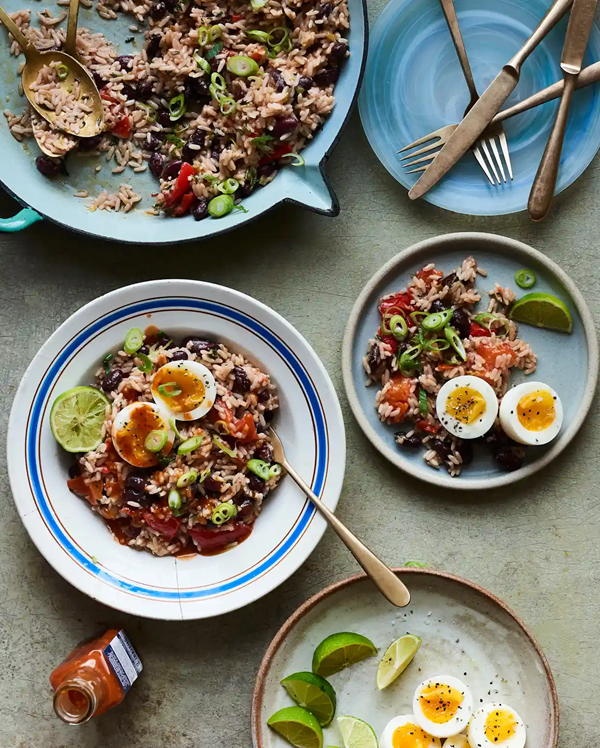 Red pepper, kidney bean and coconut rice