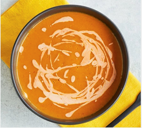 Red pepper, squash & harissa soup