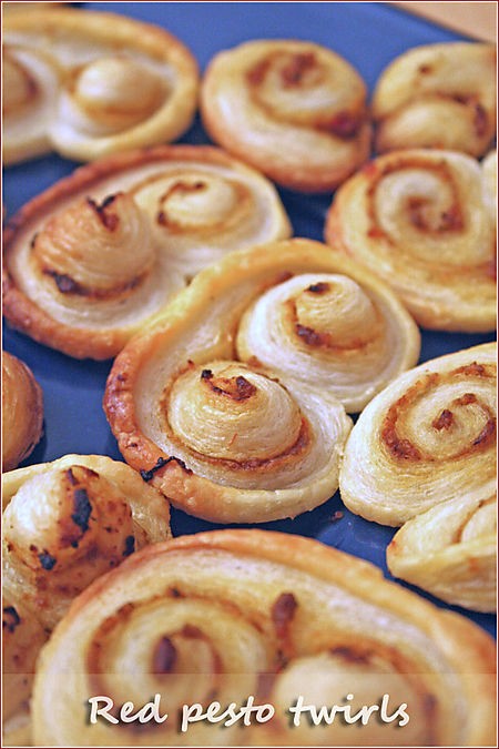 Red pesto twirls