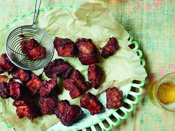 Red pork belly nuggets (Nugget daging babi merah)