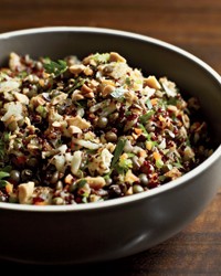 Red quinoa and lentil pilaf