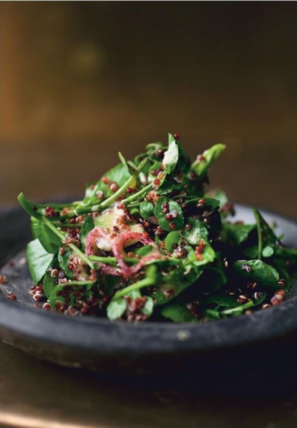 Red quinoa and watercress salad