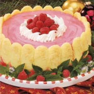 Red raspberry mousse dessert