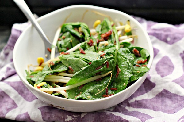 Red rice and edamame salad with lemon-miso dressing