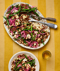 Red rice and green bean salad with feta