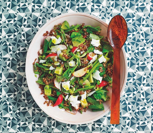 Red rice, radish & pea salad
