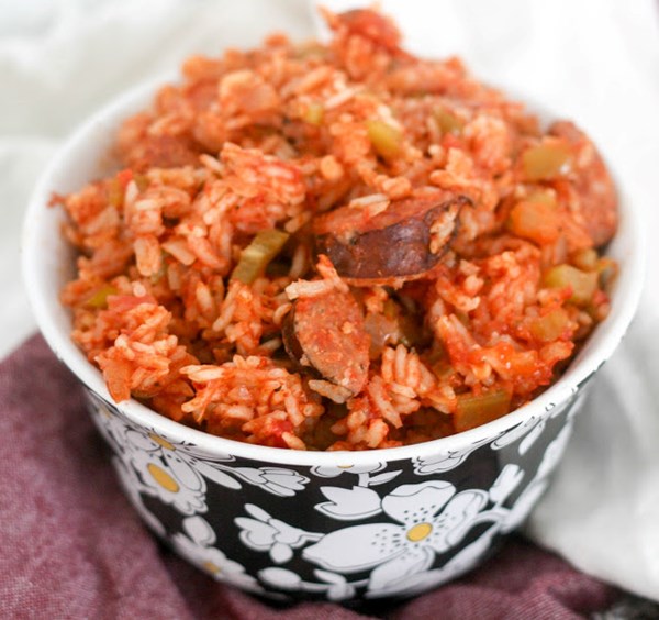 Red rice with andouille sausage