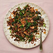 Red rice with mushrooms and cavolo nero