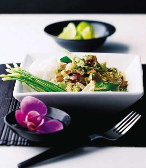 Red roast duck curry with lychees