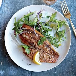Red snapper with arugula salad