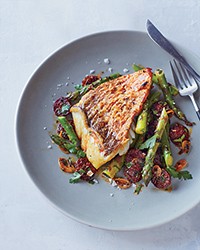 Red snapper with asparagus and chorizo
