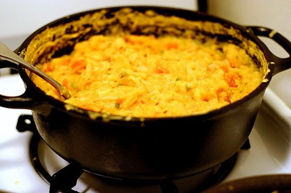Red split lentils with cabbage