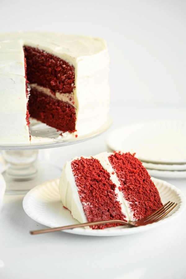 Red velvet cake with cream cheese frosting