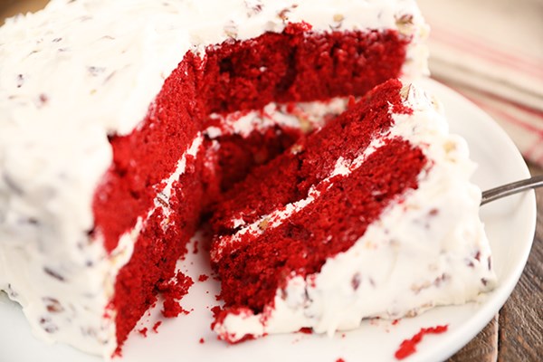 Red velvet cake with cream cheese icing