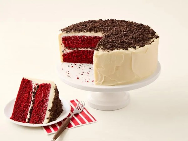 Red velvet cake with cream cheese frosting and cookie crumbs [Micah Parsons]