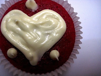 Red velvet cupcakes with cream cheese frosting