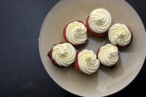 Red velvet cupcakes with orange zest
