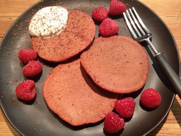 Red velvet pancakes