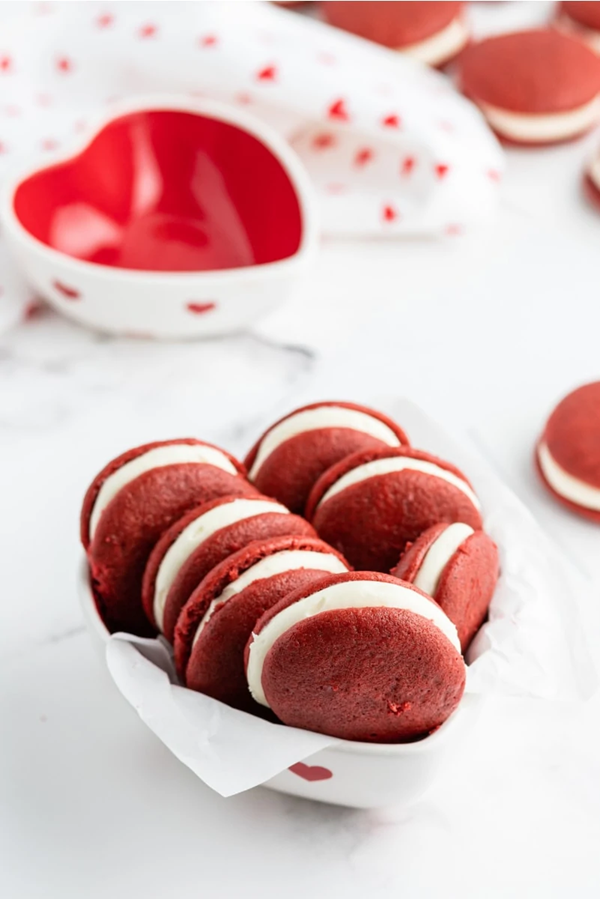 Red velvet whoopie pies