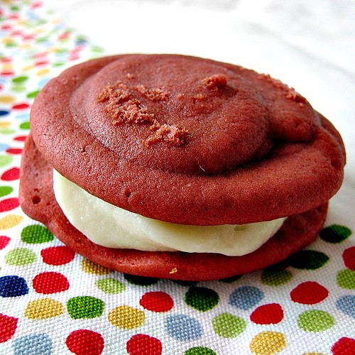 Red velvet whoopie pies