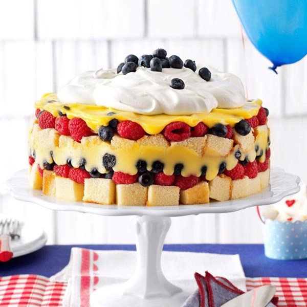 Red, white & blue berry trifle