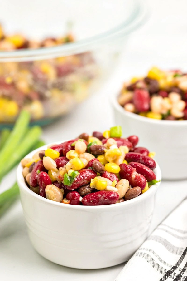 Red white and black bean salad