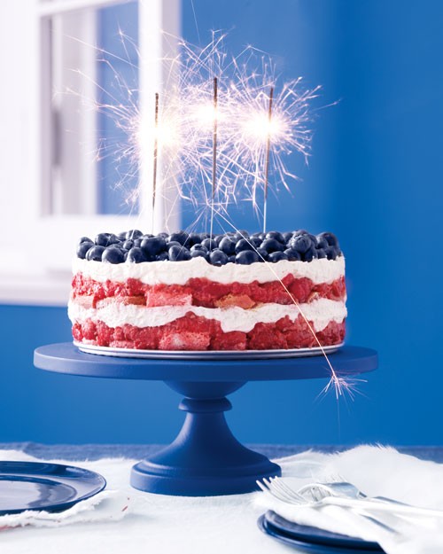 Red, white, and blue berry trifle