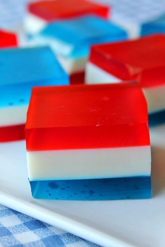 Red, white and blue finger jello