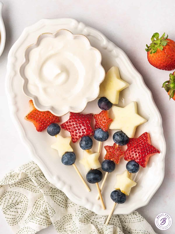 Red white and blue fruit kabobs