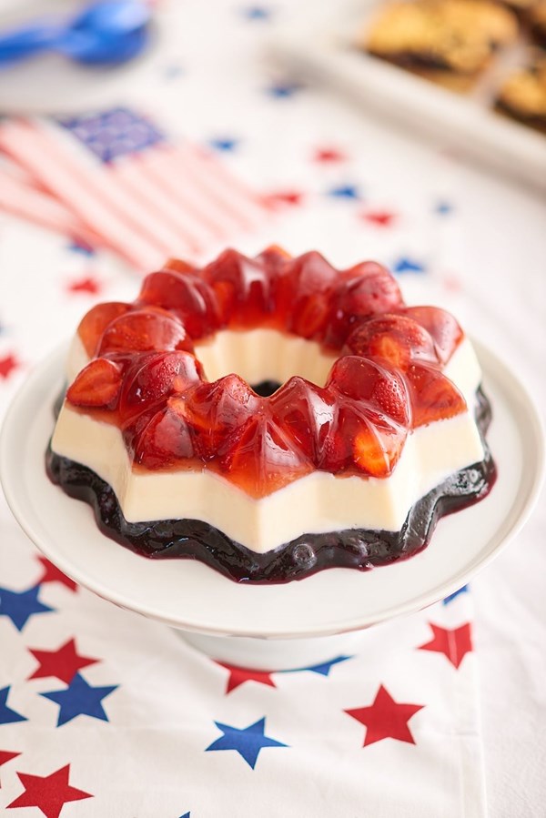 Red, white, and blue Jello mold