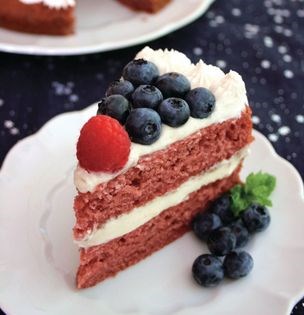 Red, white, and blue layer cake