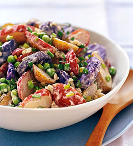 Red, white, and blue potato salad