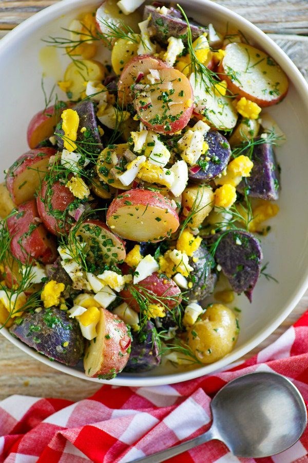 Red, white and blue potato salad