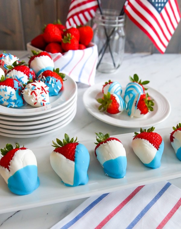 Red, white and blue strawberries