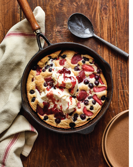 Red, white, and blue-tiful skillet cobbler