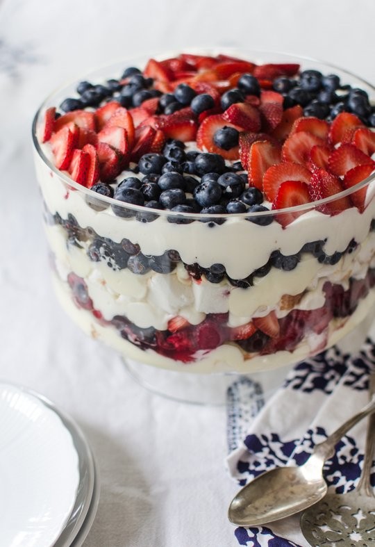 Red, white, and blue trifle