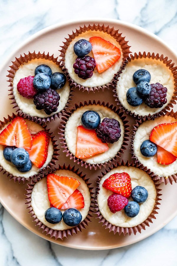 Red, white and blueberry cheesecake cupcakes