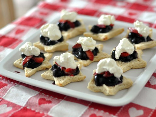 Red, white and blueberry shortcakes