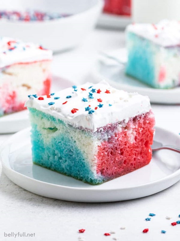 Red white blue Jello poke cake