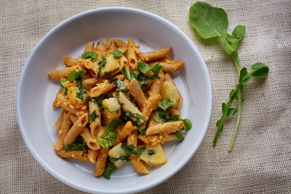 Red whole-wheat penne