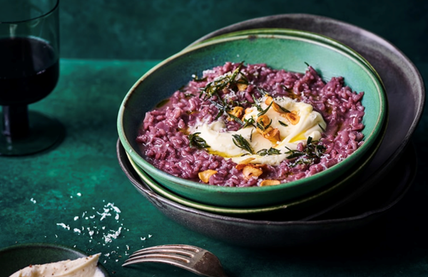 Red wine and rosemary risotto
