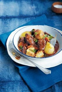 Red wine beef with dumplings