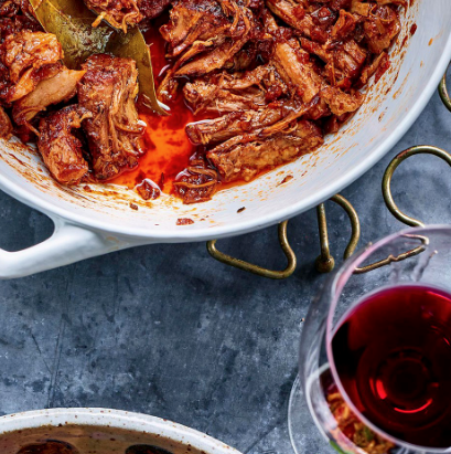 Red wine-braised pork