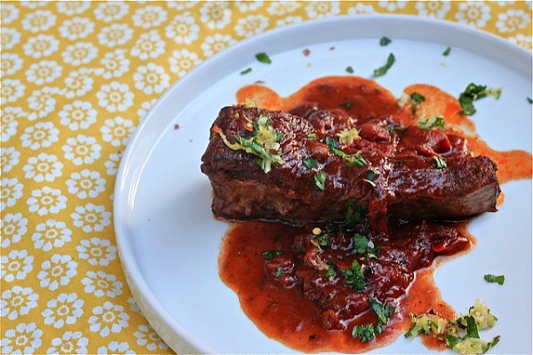 Red wine-braised short ribs with lemon-herb gremolata