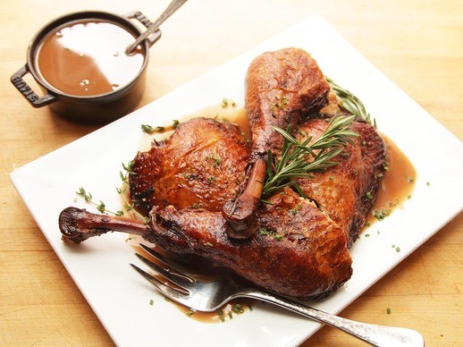 Red-wine braised turkey legs