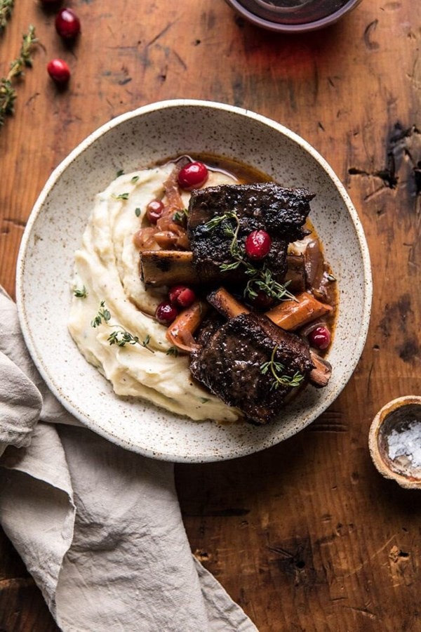 Red wine cranberry braised short ribs