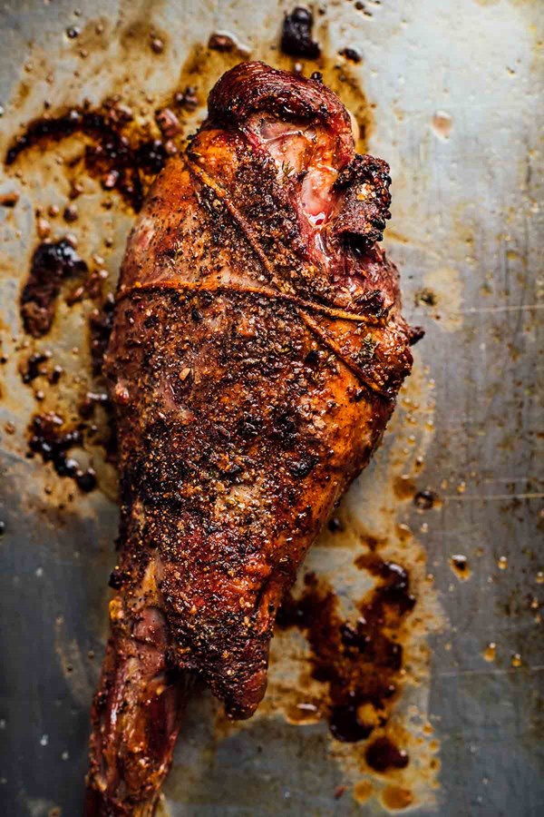 Red wine garlic roasted leg of lamb